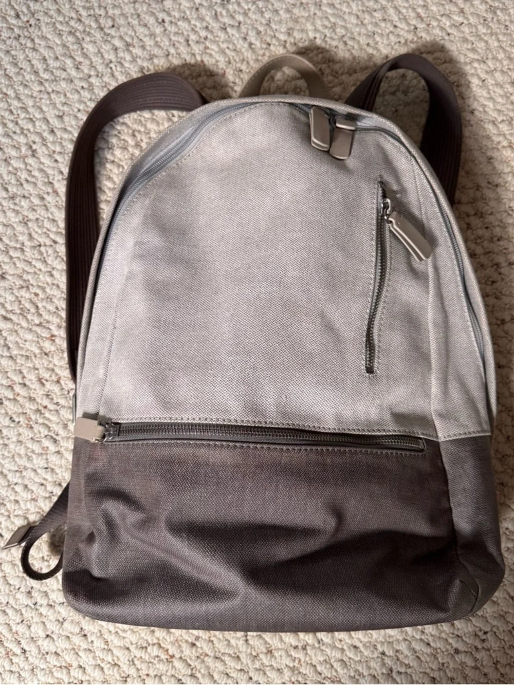 Skagen Two-Tone Light Gray and Dark Gray Canvas Laptop Backpack